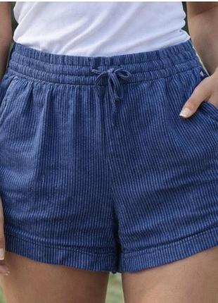 Сині бавовняні шорти з вельvetу (у рубчик)