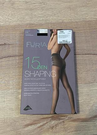 Жіночі колготки furia shaping 15 den (модель duna / furia) чорного кольору, корегуючими шортиками розмір 2-s