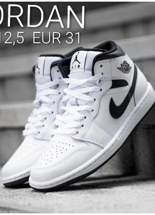 Кожаные крутые стильные хайтопы высокие кроссовки бренда air jordan 1 mid69 12,5 eur 31