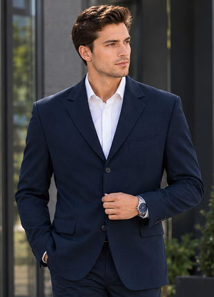 Крутий піджак темно-синього кольору в смужку next navy jacket wool blend з биркою, оригінал