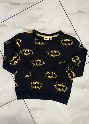 Коттоновая спортивная кофта, свитшот с начесом marvel betman 4-5 лет (104-110 см) черный