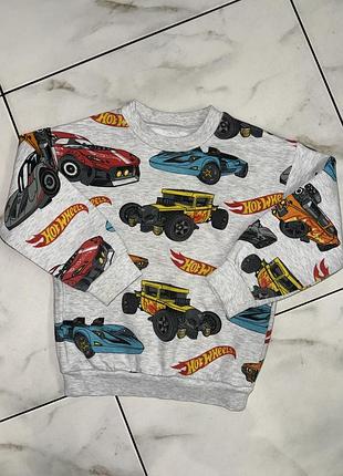 Коттоновая спортивная кофта, свитшот с начесом hot wheels 4-5 лет (104-110 см) разные