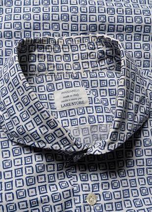Mazzarelli lake store pattern blue white shirt button up  [smh017518] 4