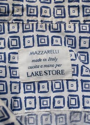 Mazzarelli lake store pattern blue white shirt button up  [smh017518] 5