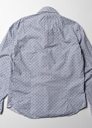 Mazzarelli lake store pattern blue white shirt button up  [smh017518] 8