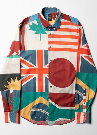 Van laack meisterwerk printing flags cotton button up shirt [smh017519]