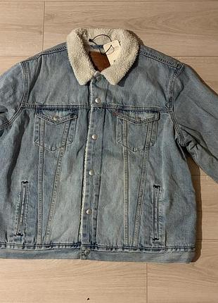 Чоловіча джинсова куртка levi's шерпа 2