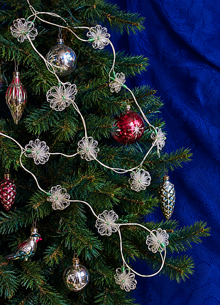 Вінтаж! 🎄❄️🎄 сніжинка радянська електрична гірлянда на ялинку новорічна срср прикраса ромашка з плафонами вогники ілюмінація нитка