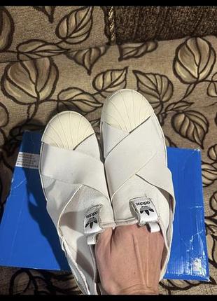 Кеди жіночі adidas superstar slip-on білі текстильні