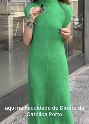 Тепла в'язана сукня-міді zara з альпакою та шерстю, розмір m