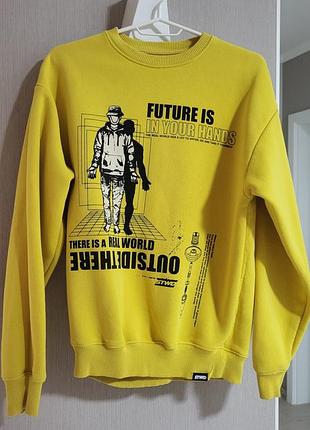Світшот pull&bear жовтий з принтом розмір xs