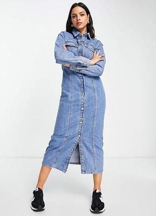Сукня asos джинсова блакитна плаття-сорочка