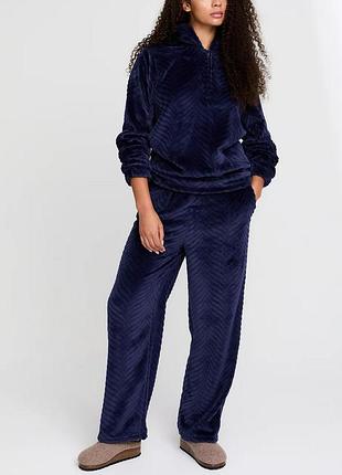 Пижама женская pretty you london chevron теплый плюшевый костюм для дома с капюшоном xs-s синий (zik0000032030)