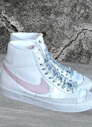 Кроссовки высокие nike blazer mid 77 white pink foam кеды