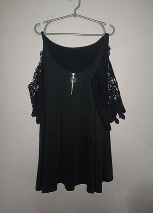 Чорна блуза з відкритими плечима shein curve, розмір 2xl / 54-56 (стан нової)