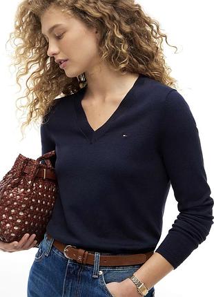 Пуловер tommy hilfiger темно-синій, на розмір xs