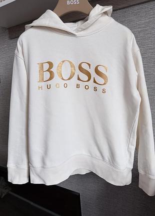 Худі hugo boss біле з золотистим написом