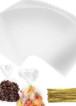 Прозрачные целлофановые пакеты для подарков и сладостей, 100 шт (8 x 12 см), есть в наличии ta279
