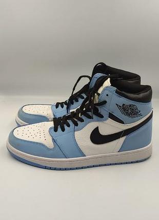 Высокие мужские кроссовки air jordan 1 retro high university blue, размер 45.5 - 46 (стелька 29.5 см)