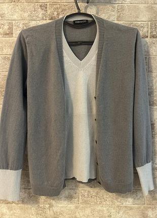 Жіночій  кардиган кофта з ефектом багатошаровості, кардиган з вовни та кашеміру