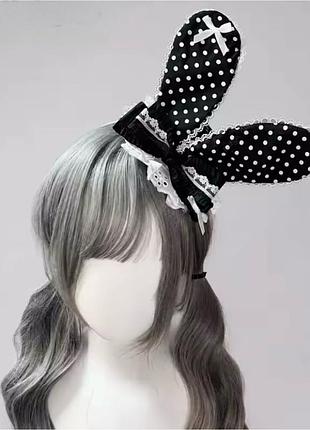 Чарівна міні-шляпка з вушками в стилі lolita, harajuku, jirai kei (горошок)