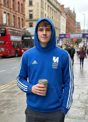Худі adidas manchester marathon event team синього кольору розмір m