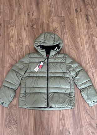 Куртка-пуховик tommy jeans оливкова з капюшоном