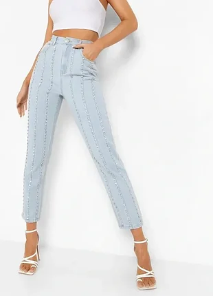Джинси жіночі boohoo зі стразами, розмір 38