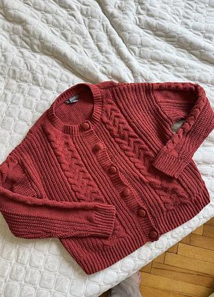 В'язаний теракотовий кардиган primark в коси, розмір l (42/44)