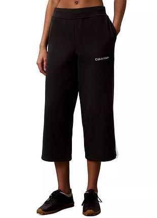 Calvin klein performance cropped wide-leg sweatpants. широкие штаны флис коттон р м