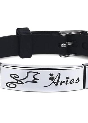 Силиконовый браслет primo zodiac - aries (овен) - black