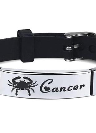 Силиконовый браслет primo zodiac - cancer (рак) - black