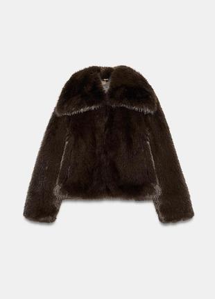 Шубка жіноча штучне хутро коричнева zara