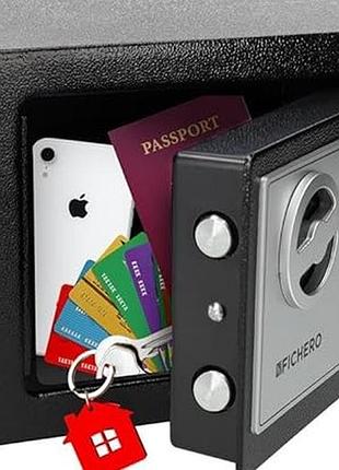 Сейф fichero®, сталевий корпус, 4.5 л, чорний, електронний сейф з паролем ta338