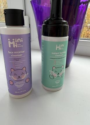 Набір дитячої косметики minimi kids beauty: міцелярна вода та очищуюча пінка для обличчя, 150 мл