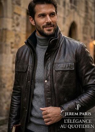Французька шкіряна куртка jerem casual (100% buffalo leather / шкіра буйвола), xl (на l)