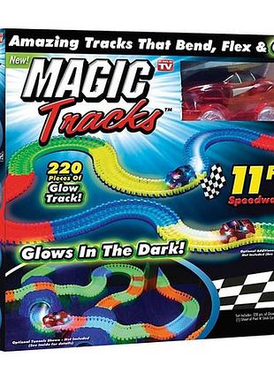 Детская автомобильная гоночная трасса magic tracks, 220 деталей ∙ конструктор - автотрек гибкая игрушечная дорога