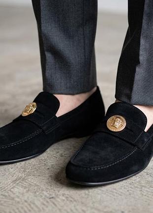 Туфли лоферы мужские versace оригинал кожа замша 43 р 28.5 см винтаж