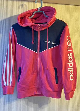 Детская спортивная кофта худи adidas оригинал для девочки на рост 130 см