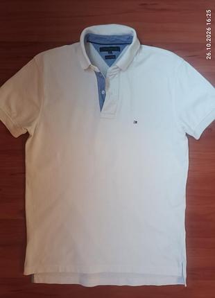 Поло чоловіче tommy hilfiger бавовняне біле