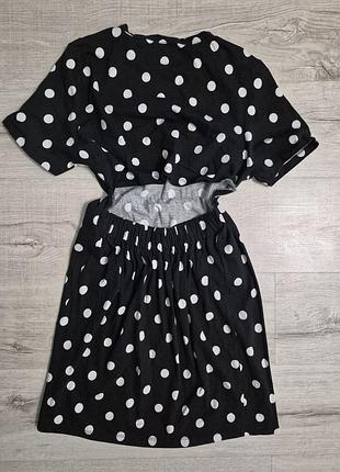Коротка сукня asos чорна в білий горошок з відкритою спиною
