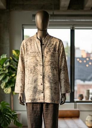 Ексклюзивна лляна блуза-жакет в етно-стилі (оверсайз / 2xl-3xl)