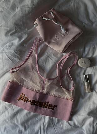 Бралет жіночий jia-atelier рожевий з сіточкою