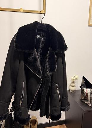 Дублянка жіноча zara авіатор чорна розмір m (eu 38)