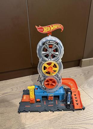 Дитячий ігровий комплекс для хлопчика hot wheels шиномонтаж помаранчевий