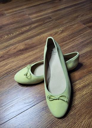 Женские замшевые балетки varese leather shoes, натуральная кожа, нежно-зеленый цвет, длина стельки 26 см