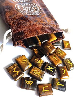 Набор люкс скандинавских рун из горного хрусталя с мешочком в подарок! старший футарк