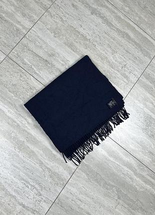 Cos scarf navy wool cashmere blend rectangle fringe trim size 40.5/250 cm шарф платок