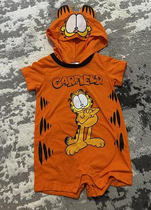 Дитячий чоловічок garfield помаранчевий з капюшоном