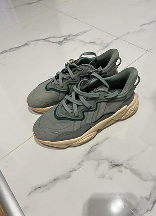 Кросівки adidas ozweego хакі-бежеві замшеві